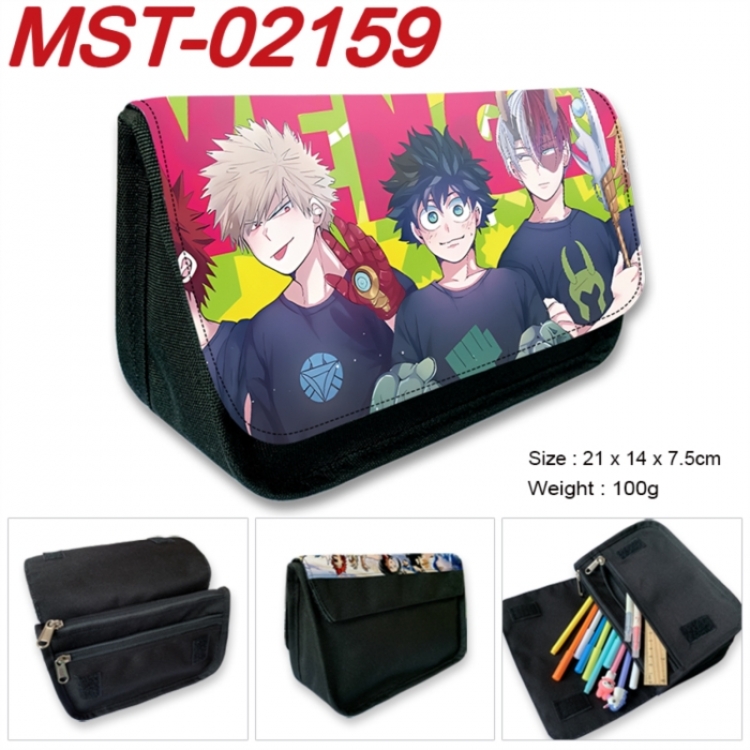 My Hero Academia Anime Velcro canvas zipper pencil case Pencil Bag 21x14x7.5cm MST-02159