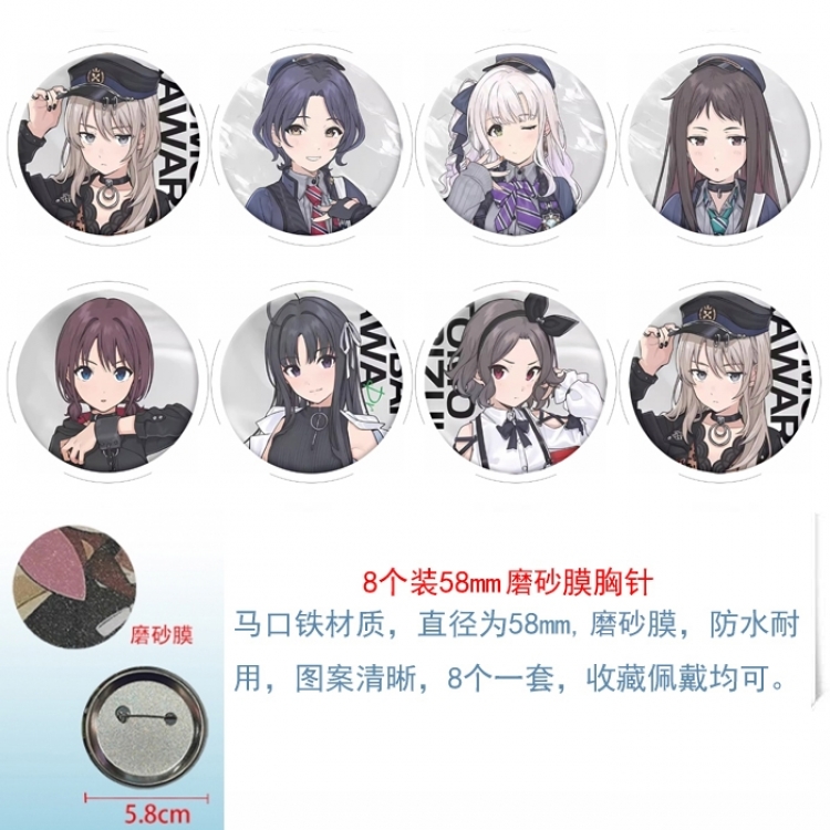 Girls Band Cry round scrub film brooch badge 58MM a set of 8