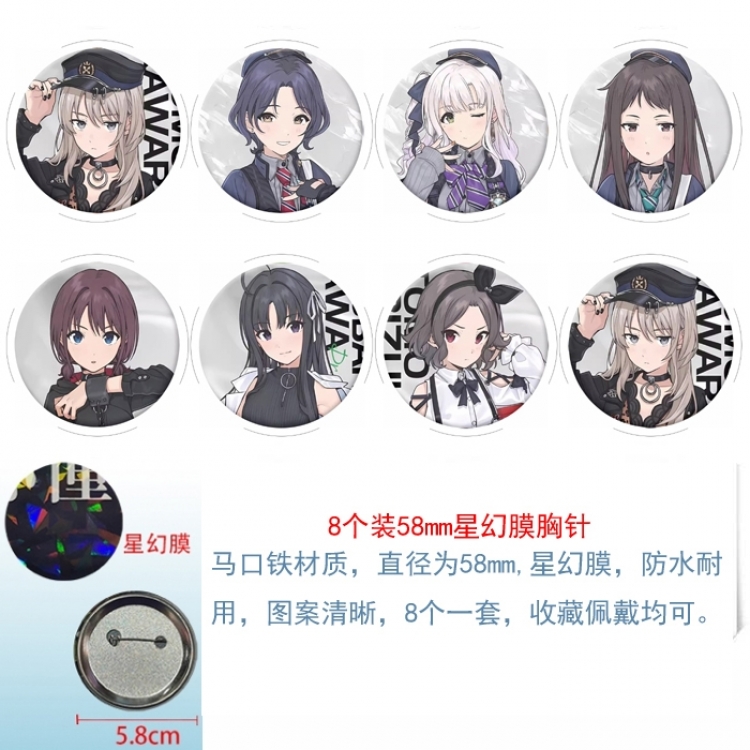 Girls Band Cry Anime round Astral membrane brooch badge 58MM a set of 8