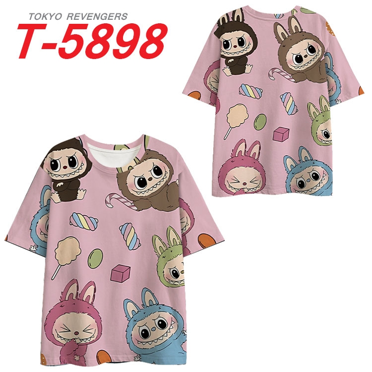 Labubu Anime Full Color Milk Silk Short Sleeve T-Shirt from S to 6XL