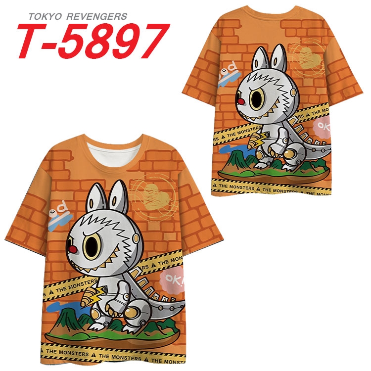 Labubu Anime Full Color Milk Silk Short Sleeve T-Shirt from S to 6XL
