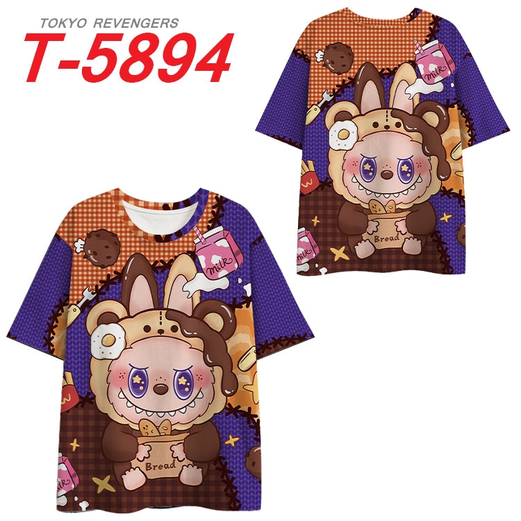Labubu Anime Full Color Milk Silk Short Sleeve T-Shirt from S to 6XL