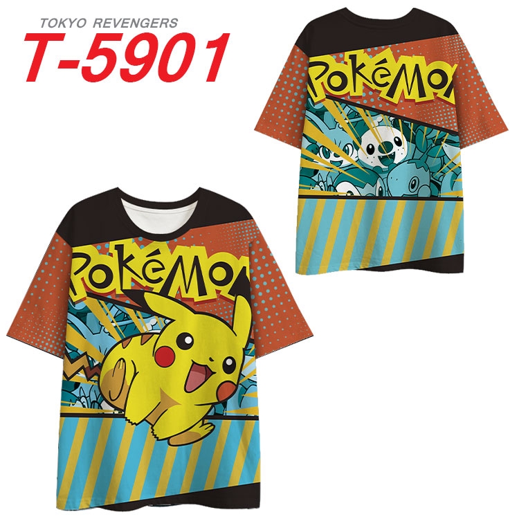 Pokemon Anime Full Color Milk Silk Short Sleeve T-Shirt from S to 6XL