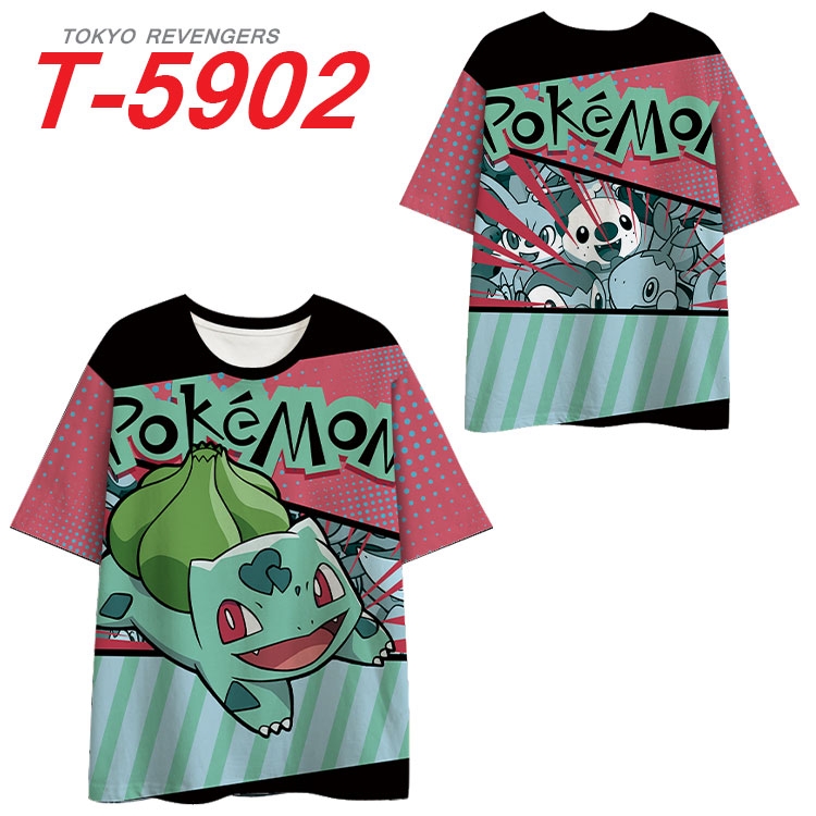 Pokemon Anime Full Color Milk Silk Short Sleeve T-Shirt from S to 6XL