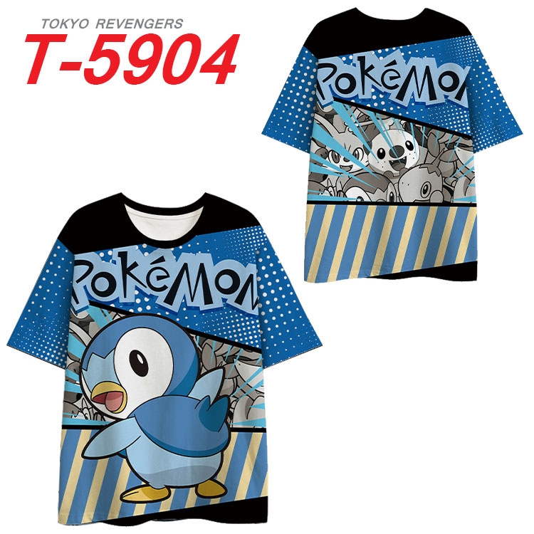 Pokemon Anime Full Color Milk Silk Short Sleeve T-Shirt from S to 6XL