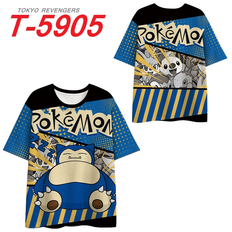 Pokemon Anime Full Color Milk Silk Short Sleeve T-Shirt from S to 6XL