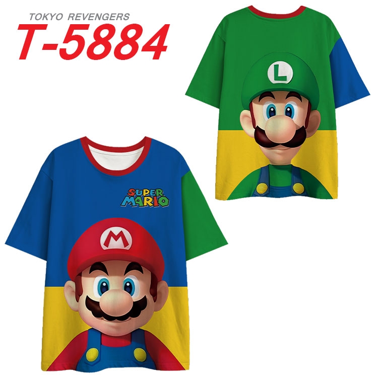 Super Mario Anime Full Color Milk Silk Short Sleeve T-Shirt from S to 6XL T-5884