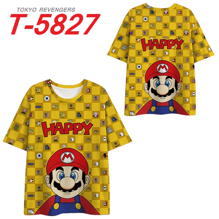 Super Mario Anime Full Color Milk Silk Short Sleeve T-Shirt from S to 6XL  T-5827