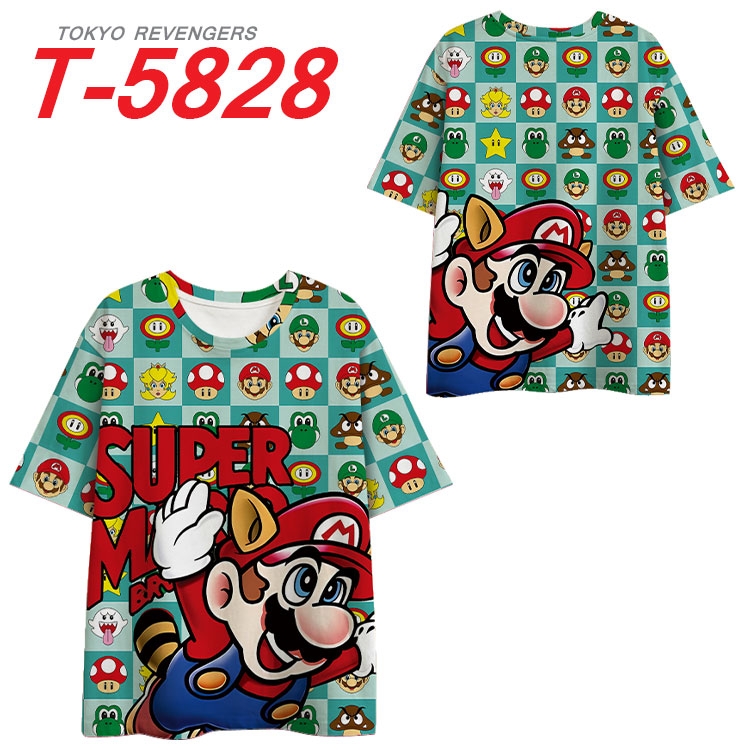 Super Mario Anime Full Color Milk Silk Short Sleeve T-Shirt from S to 6XL T-5828