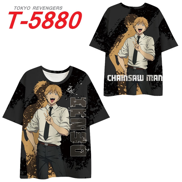 Chainsaw man Anime Full Color Milk Silk Short Sleeve T-Shirt from S to 6XL