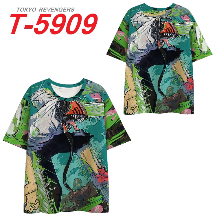 Chainsaw man Anime Full Color Milk Silk Short Sleeve T-Shirt from S to 6XL