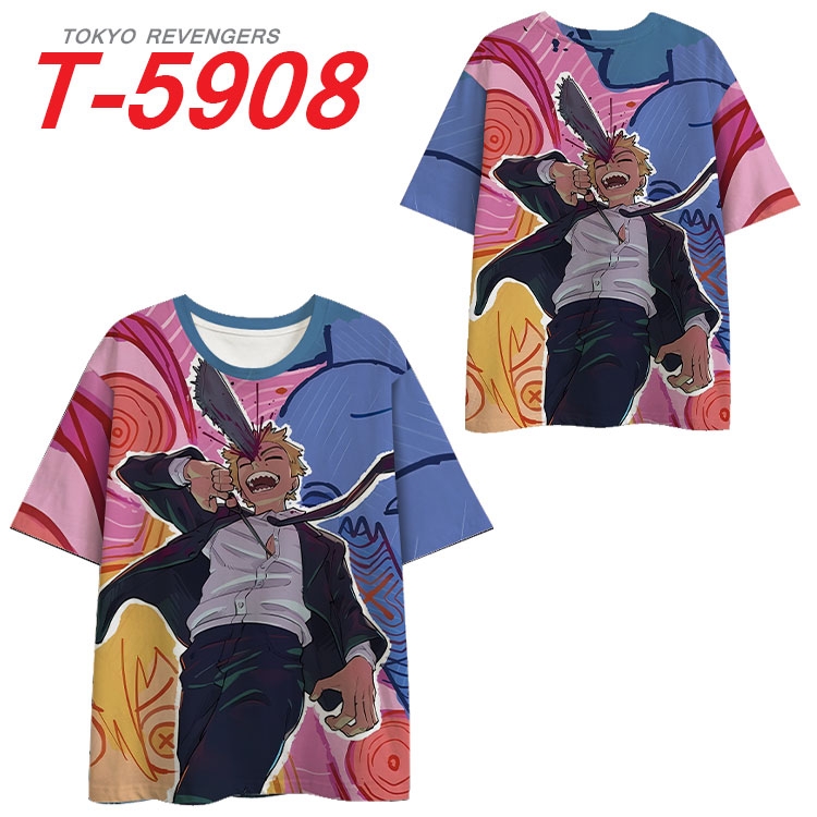 Chainsaw man Anime Full Color Milk Silk Short Sleeve T-Shirt from S to 6XL