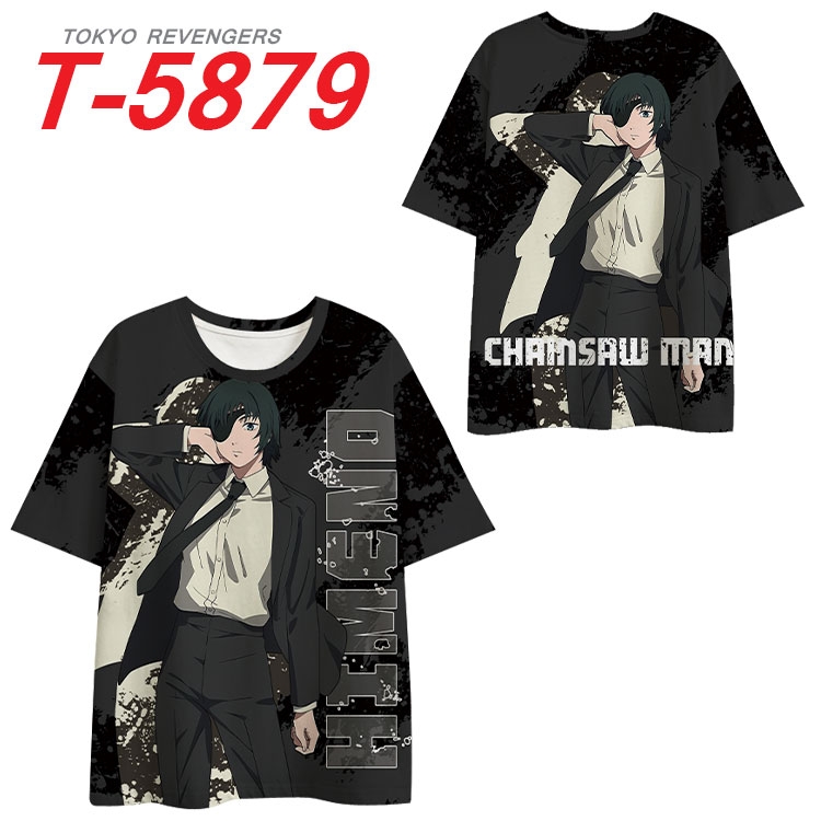 Chainsaw man Anime Full Color Milk Silk Short Sleeve T-Shirt from S to 6XL