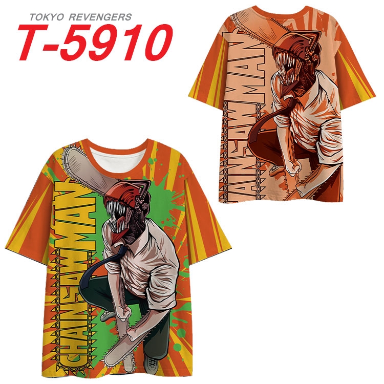 Chainsaw man Anime Full Color Milk Silk Short Sleeve T-Shirt from S to 6XL
