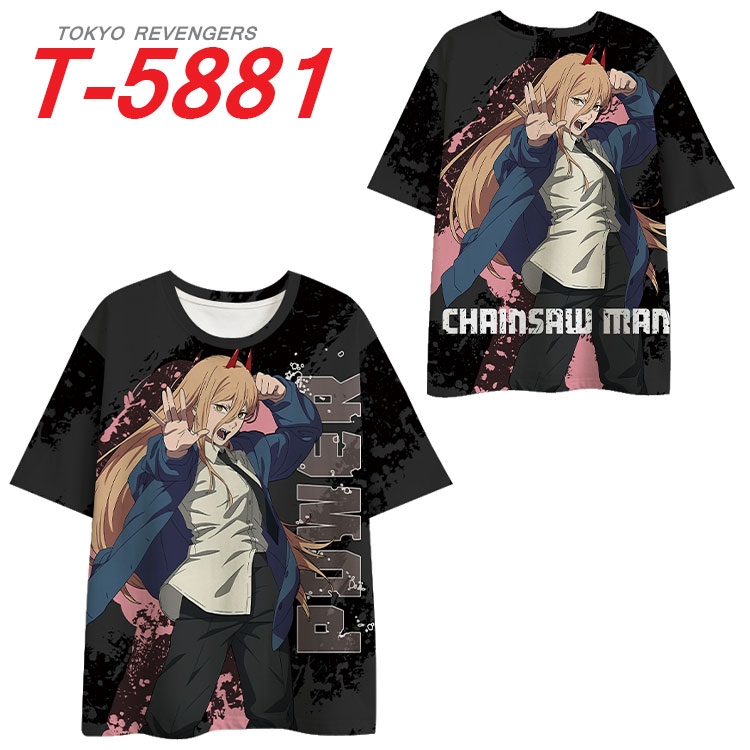 Chainsaw man Anime Full Color Milk Silk Short Sleeve T-Shirt from S to 6XL