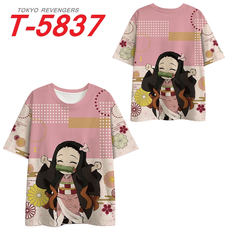 Demon Slayer Kimets Anime Full Color Milk Silk Short Sleeve T-Shirt from S to 6XL