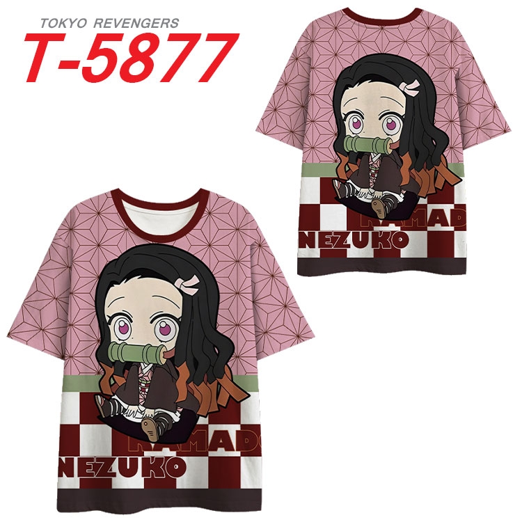 Demon Slayer Kimets Anime Full Color Milk Silk Short Sleeve T-Shirt from S to 6XL