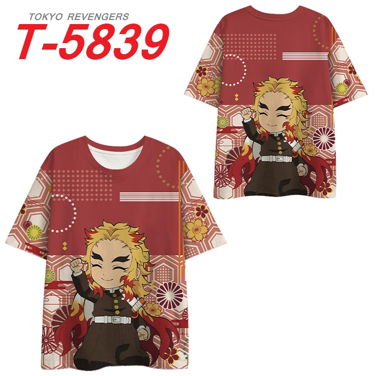 Demon Slayer Kimets Anime Full Color Milk Silk Short Sleeve T-Shirt from S to 6XL