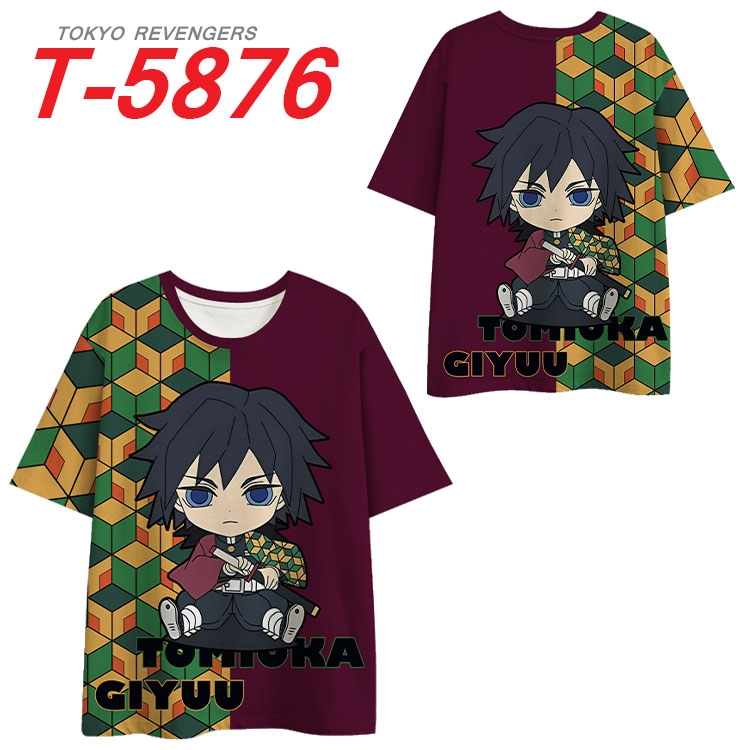 Demon Slayer Kimets Anime Full Color Milk Silk Short Sleeve T-Shirt from S to 6XL
