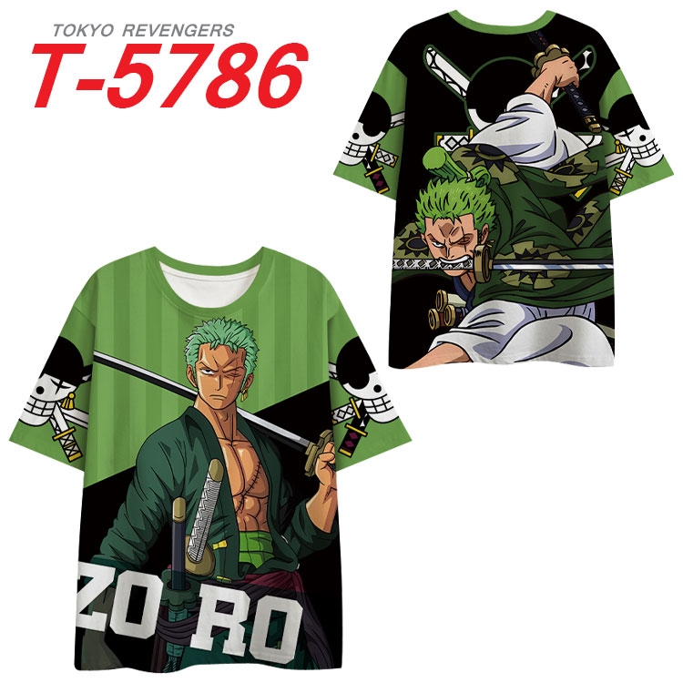 One Piece Anime Full Color Milk Silk Short Sleeve T-Shirt from S to 6XL T-5786