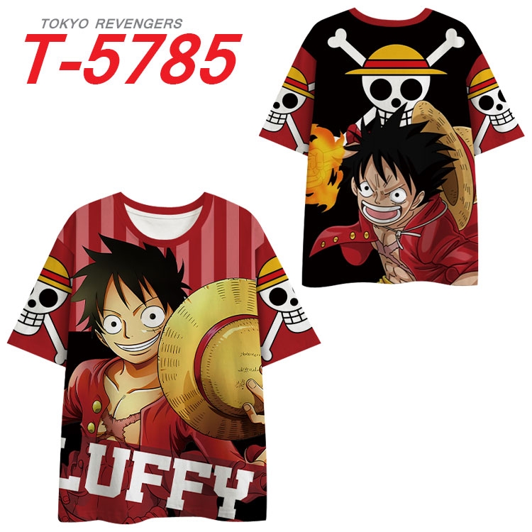 One Piece Anime Full Color Milk Silk Short Sleeve T-Shirt from S to 6XL T-5785