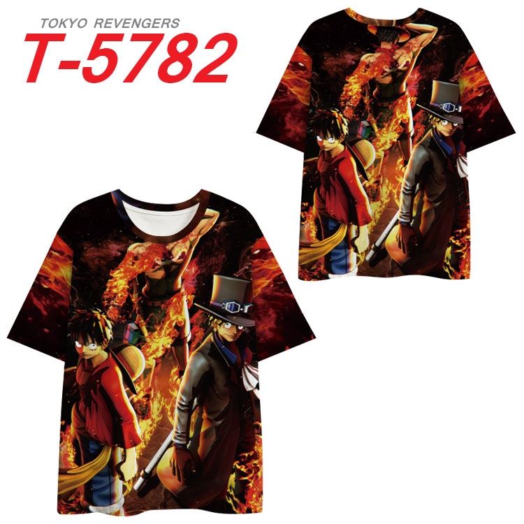 One Piece Anime Full Color Milk Silk Short Sleeve T-Shirt from S to 6XL T-5782
