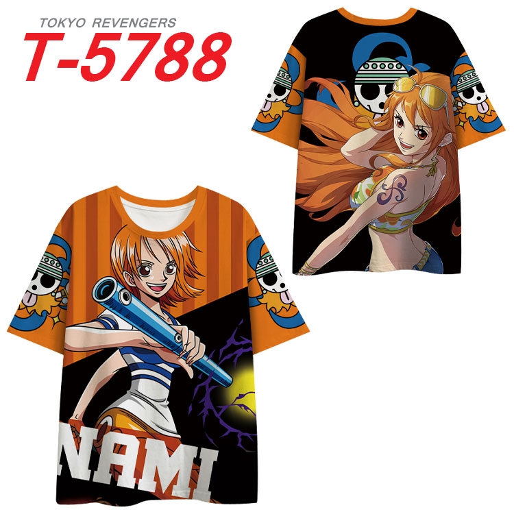 One Piece Anime Full Color Milk Silk Short Sleeve T-Shirt from S to 6XL  T-5788
