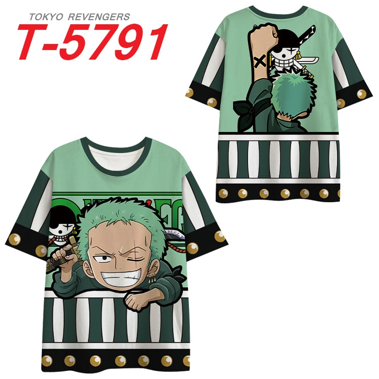 One Piece Anime Full Color Milk Silk Short Sleeve T-Shirt from S to 6XL