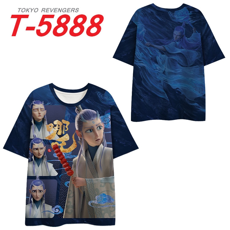 Nezha Anime Full Color Milk Silk Short Sleeve T-Shirt from S to 6XL T-5888