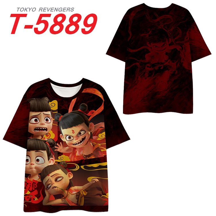 Nezha Anime Full Color Milk Silk Short Sleeve T-Shirt from S to 6XL  T-5889