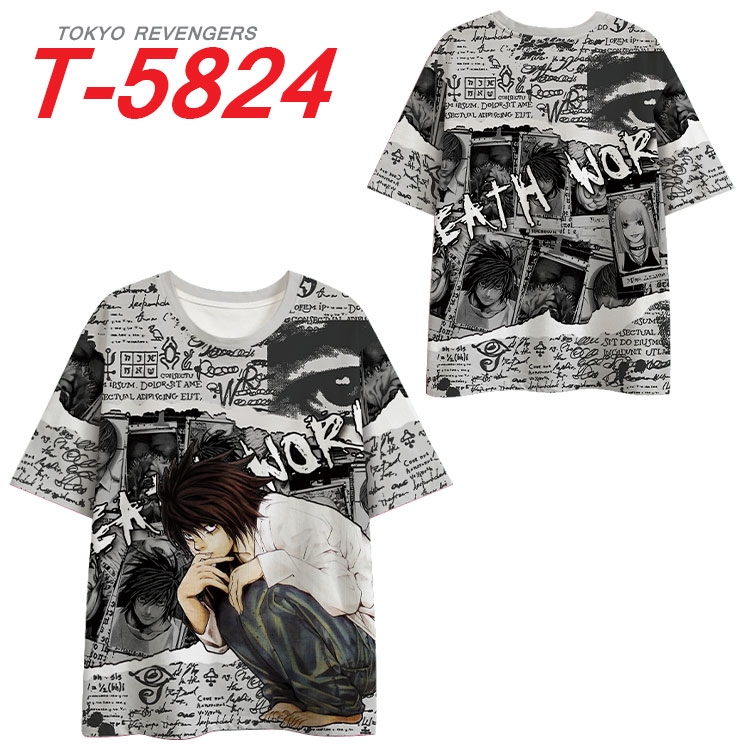 Death note Anime Full Color Milk Silk Short Sleeve T-Shirt from S to 6XL  T-5824