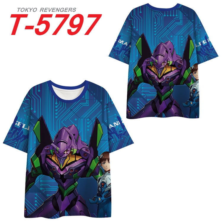 EVA  Anime Full Color Milk Silk Short Sleeve T-Shirt from S to 6XL  T-5797