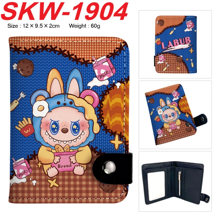 Labubu Anime vertical button folding wallet 12X9.5X2CM 60g SKW-1904