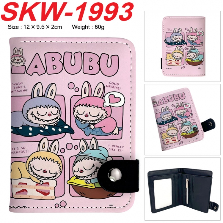 Labubu Anime vertical button folding wallet 12X9.5X2CM 60g SKW-1993