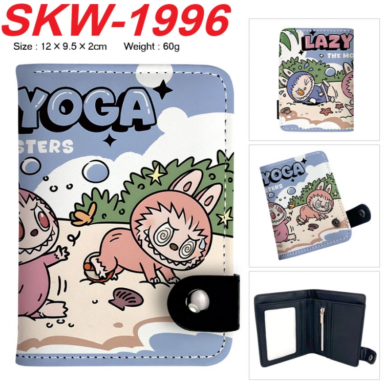 Labubu Anime vertical button folding wallet 12X9.5X2CM 60g SKW-1996