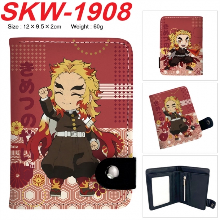 Demon Slayer Kimets Anime vertical button folding wallet 12X9.5X2CM 60g  SKW-1908
