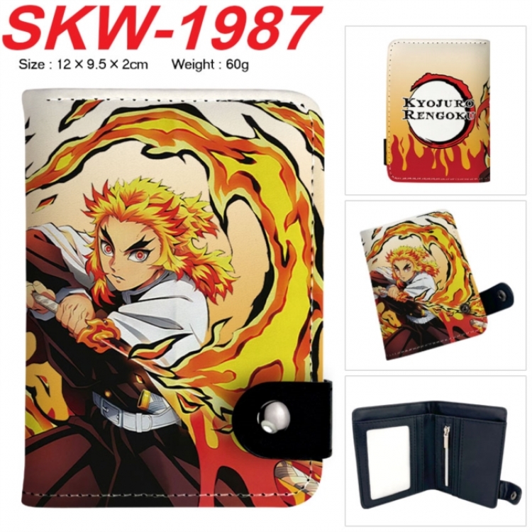 Demon Slayer Kimets Anime vertical button folding wallet 12X9.5X2CM 60g  SKW-1987