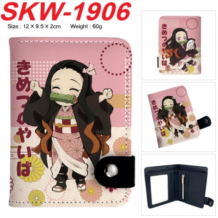Demon Slayer Kimets Anime vertical button folding wallet 12X9.5X2CM 60g  SKW-1906