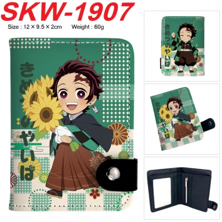 Demon Slayer Kimets Anime vertical button folding wallet 12X9.5X2CM 60g  SKW-1907