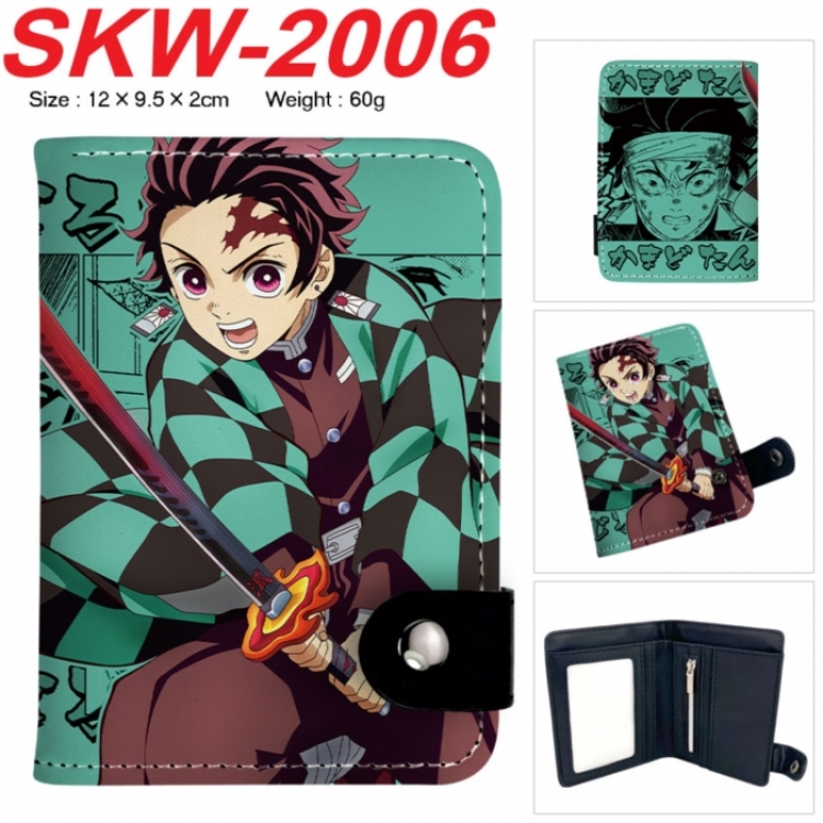 Demon Slayer Kimets Anime vertical button folding wallet 12X9.5X2CM 60g SKW-2006