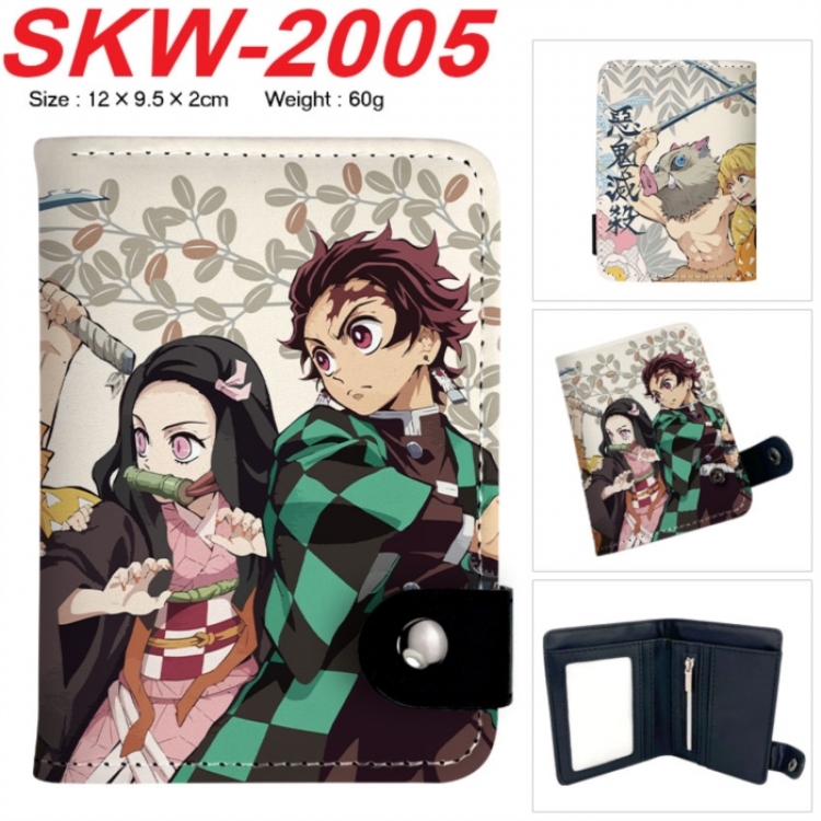Demon Slayer Kimets Anime vertical button folding wallet 12X9.5X2CM 60g SKW-2005