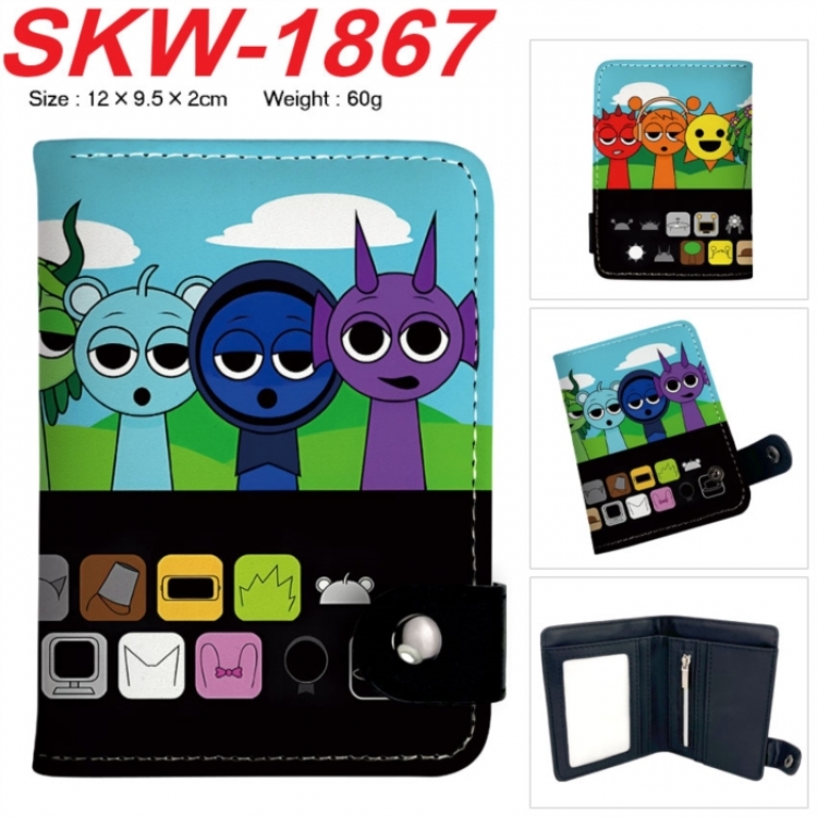 Sprunki Plush Anime vertical button folding wallet 12X9.5X2CM 60g SKW-1867