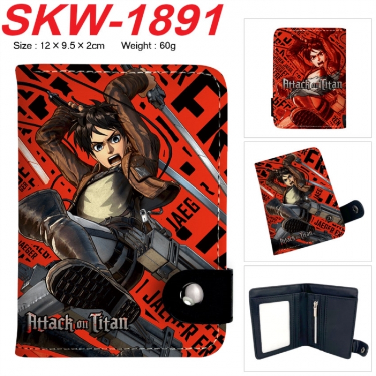 Shingeki no Kyojin Anime vertical button folding wallet 12X9.5X2CM 60g