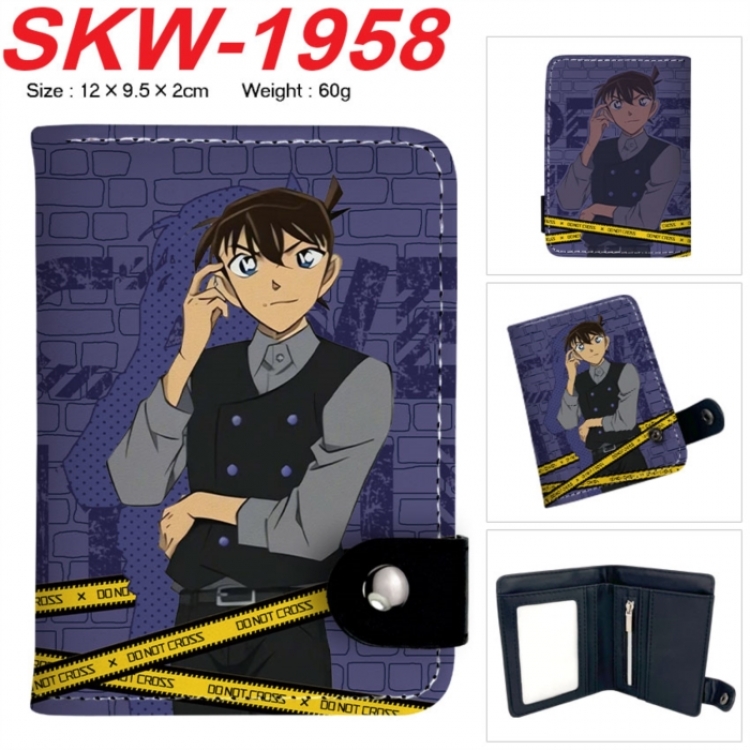 Detective conanAnime vertical button folding wallet 12X9.5X2CM 60g