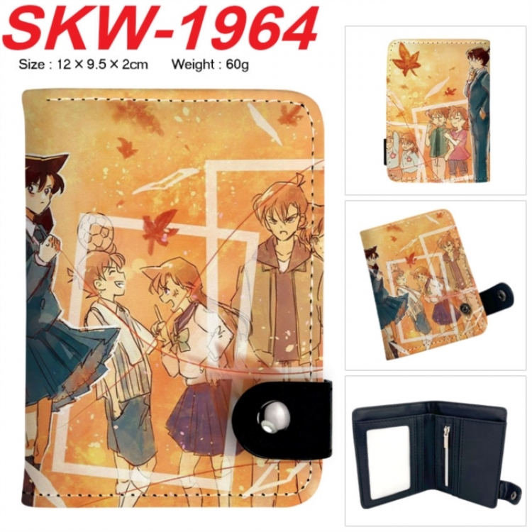 Detective conanAnime vertical button folding wallet 12X9.5X2CM 60g