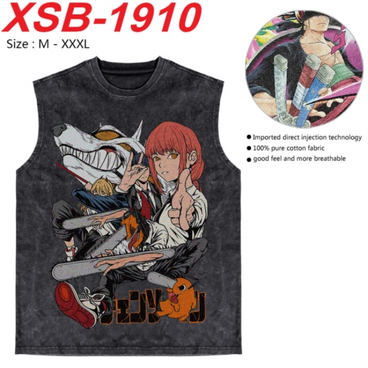 Chainsaw man Anime pure cotton wash vest T-shirt 250g M-3XL XSB-1910