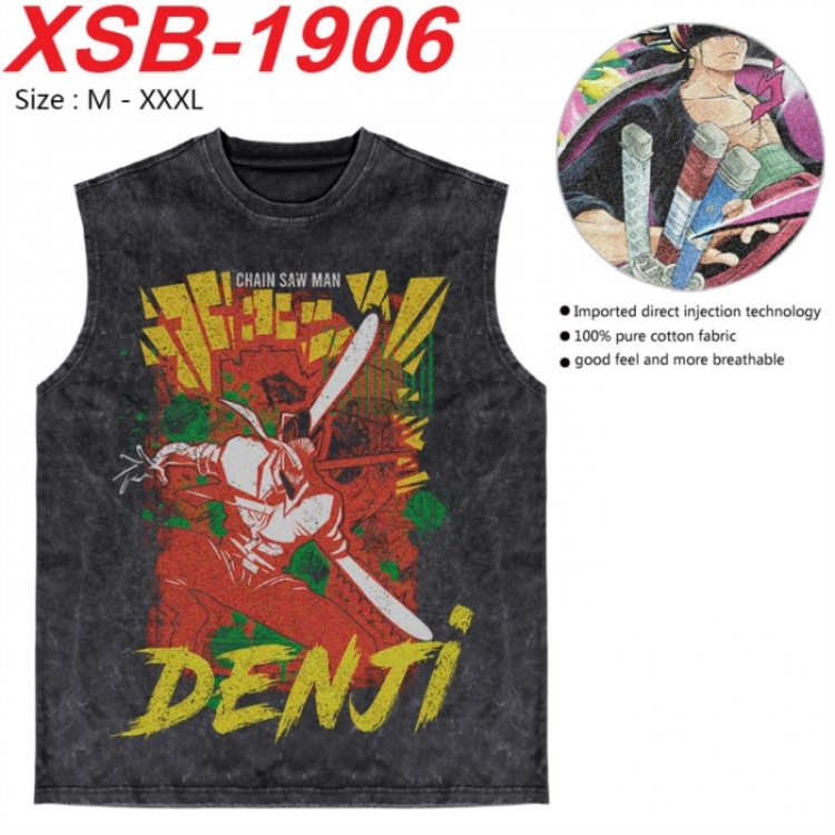 Chainsaw man Anime pure cotton wash vest T-shirt 250g M-3XL XSB-1906