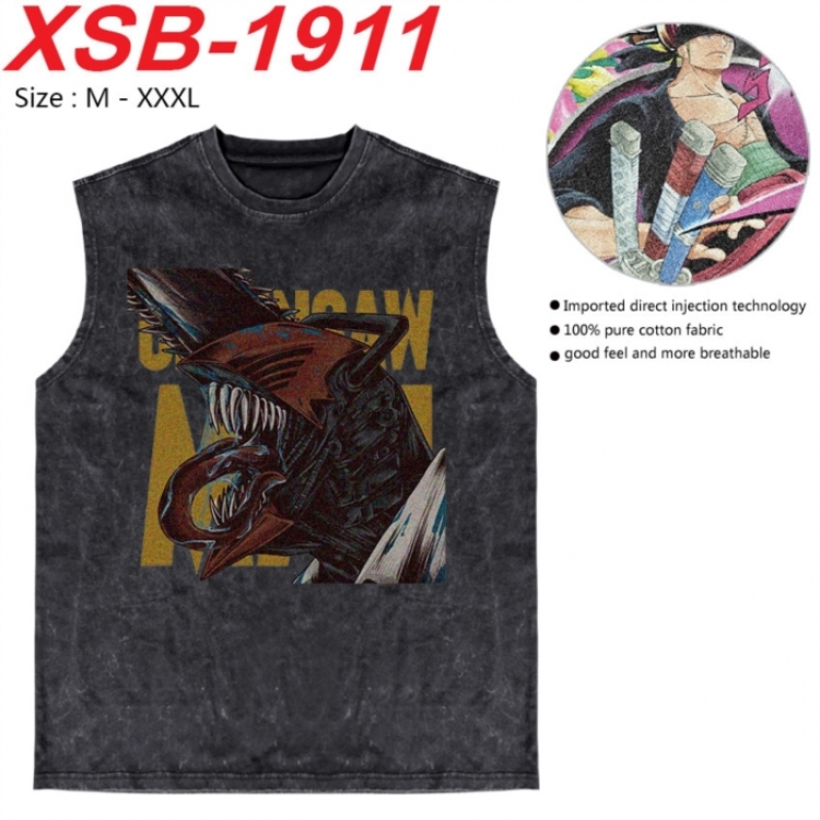 Chainsaw man Anime pure cotton wash vest T-shirt 250g M-3XL XSB-1911