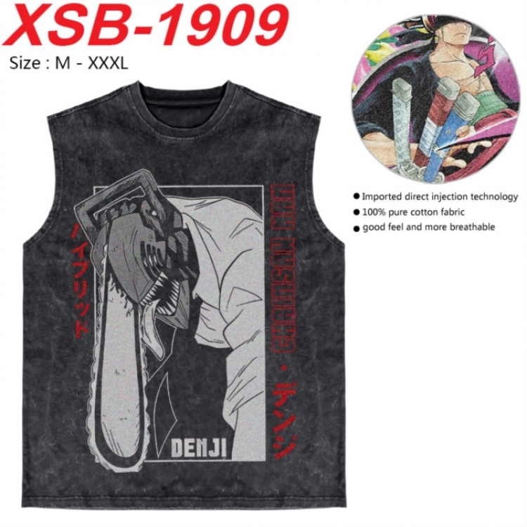 Chainsaw man Anime pure cotton wash vest T-shirt 250g M-3XL XSB-1909