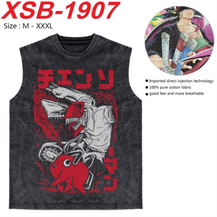 Chainsaw man Anime pure cotton wash vest T-shirt 250g M-3XL XSB-1907